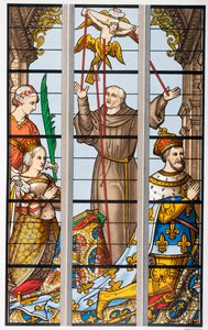 King Francois of France and His Wife Eleonore Praying, from a 16th Century Stained Glass Window in Saint Gudule Church, Brussels, from 